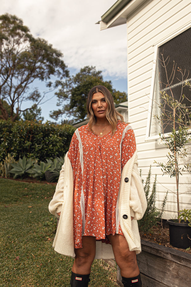 FLORES LONGLINE TUNIC - TANGERINE