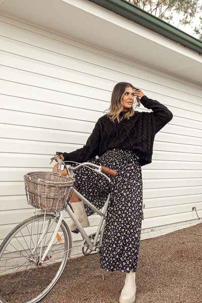 FLORES PALAZZO PANTS - BLACK