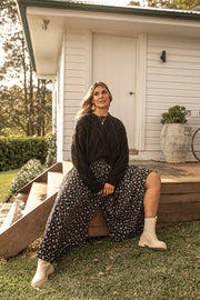 FLORES PALAZZO PANTS - BLACK