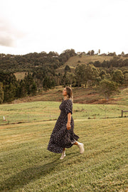 [PRE-ORDER] FLORES TIERED SHIRRED DRESS - BLACK