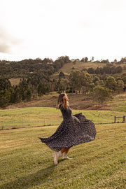 [PRE-ORDER] FLORES TIERED SHIRRED DRESS - BLACK