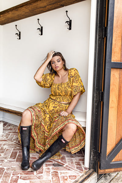 DAWN PAISLEY SHIRRED BLOUSE
