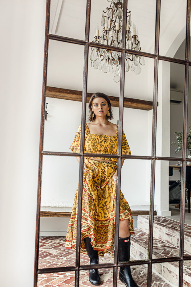 DAWN PAISLEY SHIRRED BLOUSE