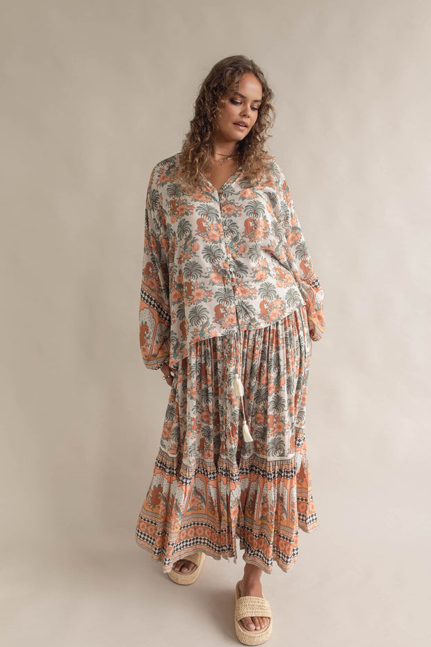 PARADISE BUTTON DOWN BLOUSE - CREAM