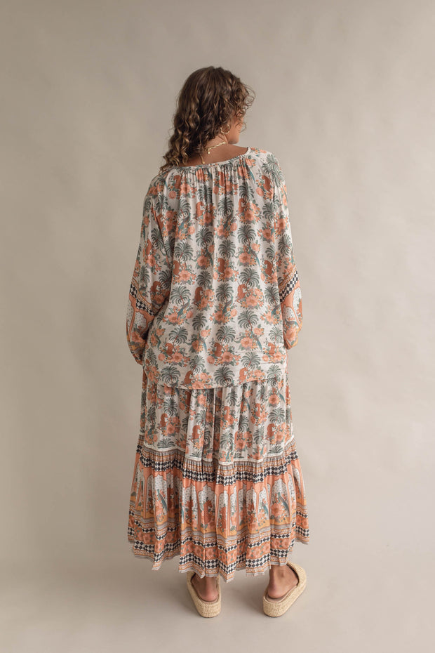 PARADISE BUTTON DOWN SKIRT - CREAM