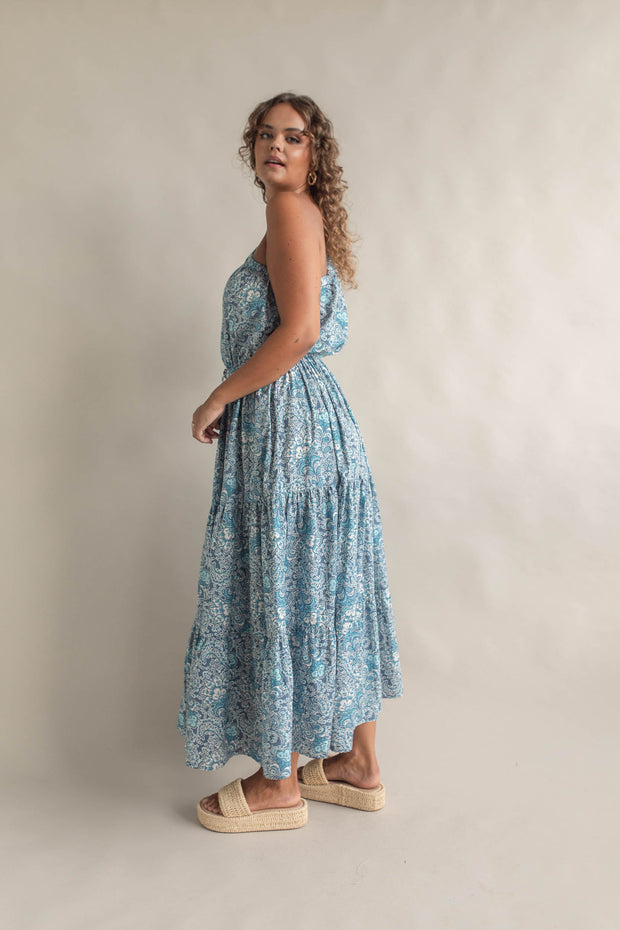 CASA ONE SHOULDER GOWN - BLUE