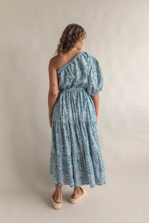 CASA ONE SHOULDER GOWN - BLUE