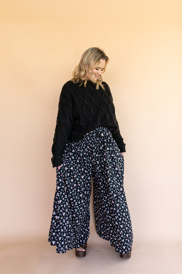 FLORES PALAZZO PANTS - BLACK