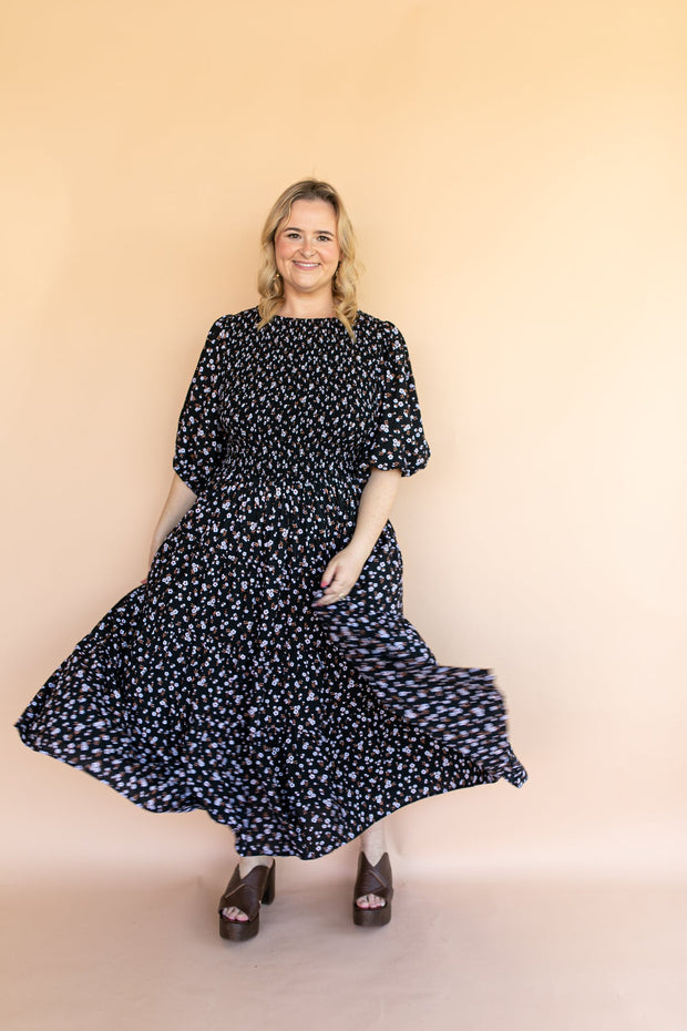 [PRE-ORDER] FLORES TIERED SHIRRED DRESS - BLACK