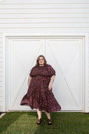 [PRE-ORDER] LA LUNA SHIRRED MIDI DRESS - NIGHTSHADE