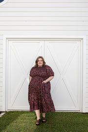 LA LUNA SHIRRED MIDI DRESS - NIGHTSHADE
