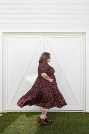 [PRE-ORDER] LA LUNA SHIRRED MIDI DRESS - NIGHTSHADE