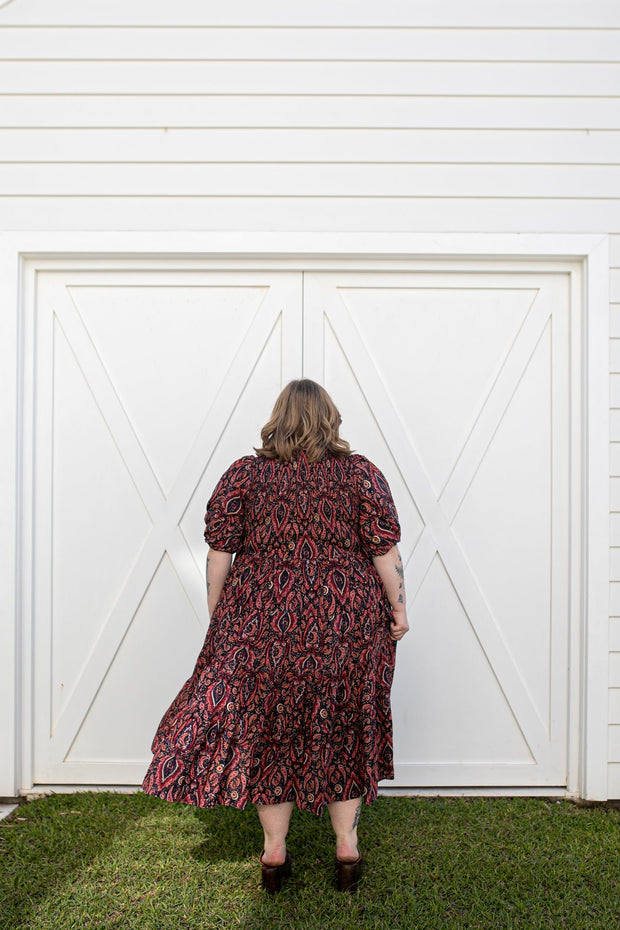 [PRE-ORDER] LA LUNA SHIRRED MIDI DRESS - NIGHTSHADE