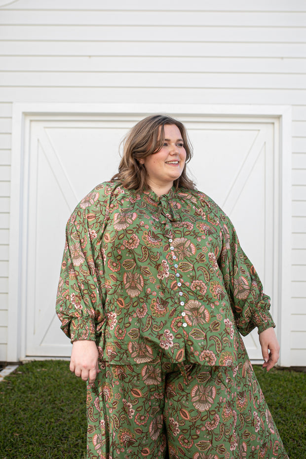 KATIE TIE BLOUSE - GREEN