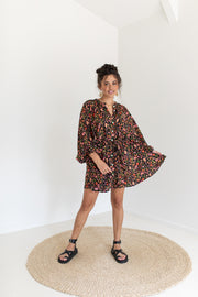 SECRET GARDEN MINI DRESS - BLACK