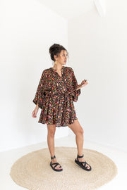 SECRET GARDEN MINI DRESS - BLACK