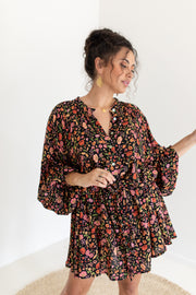 SECRET GARDEN MINI DRESS - BLACK