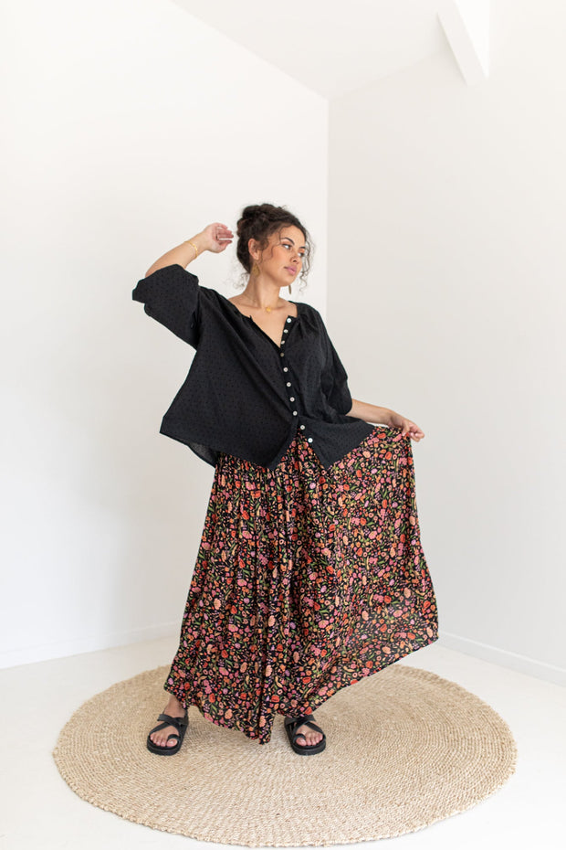 [PRE-ORDER] SECRET GARDEN PALAZZO PANTS - BLACK