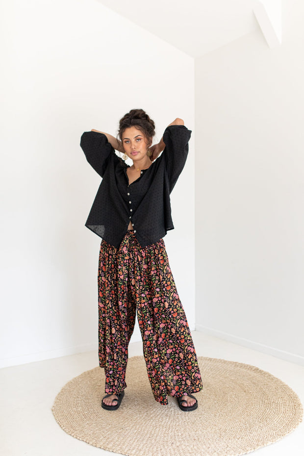 [PRE-ORDER] SECRET GARDEN PALAZZO PANTS - BLACK