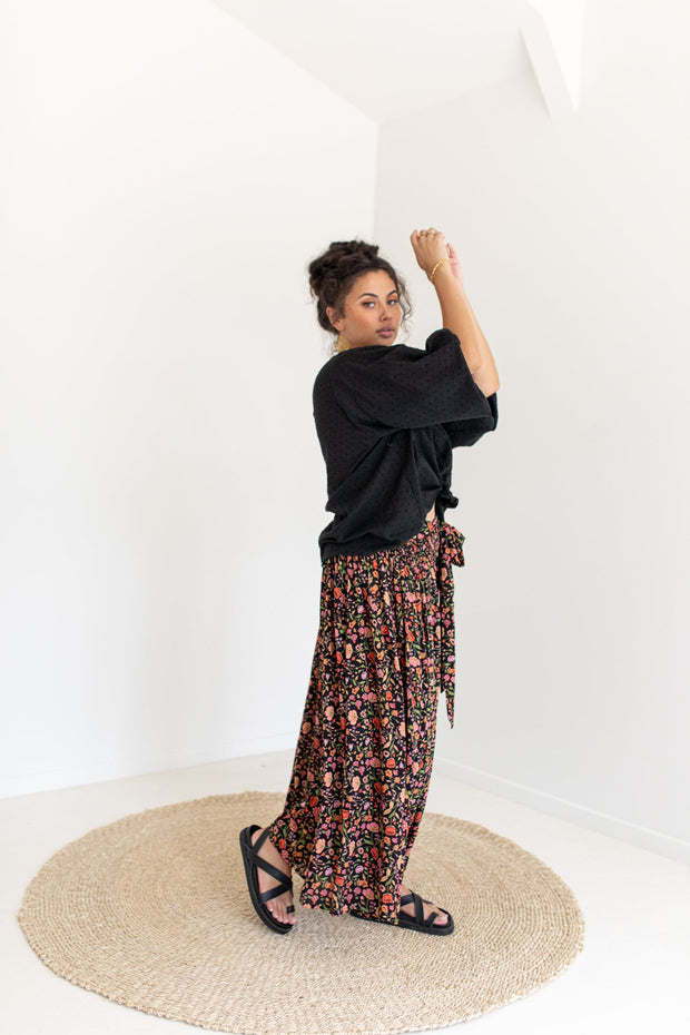 [PRE-ORDER] SECRET GARDEN PALAZZO PANTS - BLACK