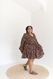 SECRET GARDEN MINI DRESS - BLACK