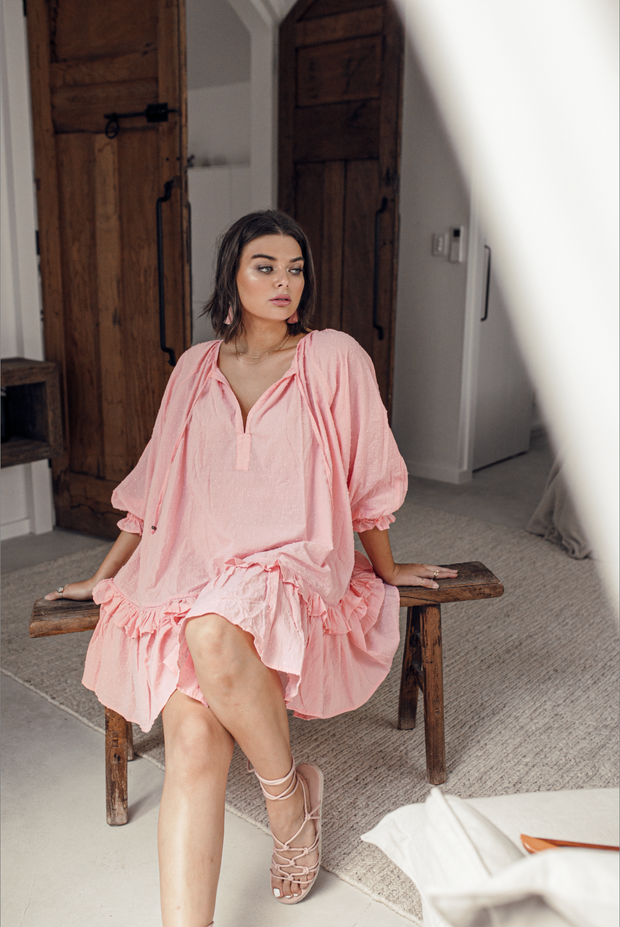 hot pink tunic dress Elvqul Womens Dresses Pleated Dress Hot Pink Tunic Slim Fit Long Sleeve Party Crew Neck Long Dresses for Women Solid Color