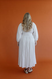 INDAH WHITE LINEN SHIRRED DRESS