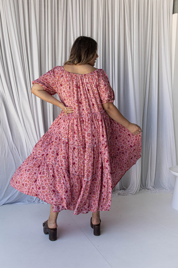BLOSSOM TIERED GOWN - MUSK